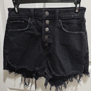Abercrombie & Fitch Black Frayed Jean Shorts